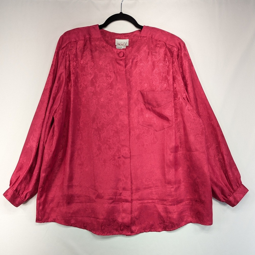 FITTING IMAGE Womens 20‎ Pink Paisley Burnout Long Sleeve Button Front Blouse